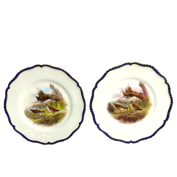 Antique Royal Worcester 1898 George Johnson Hand Painted Game Bird China-17 Pcs - Picture 12 of 16